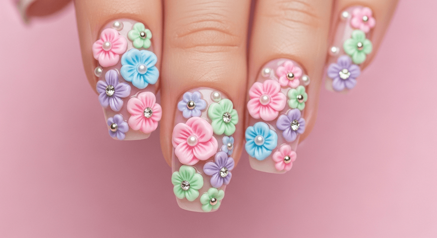 3D Flower Nail Art